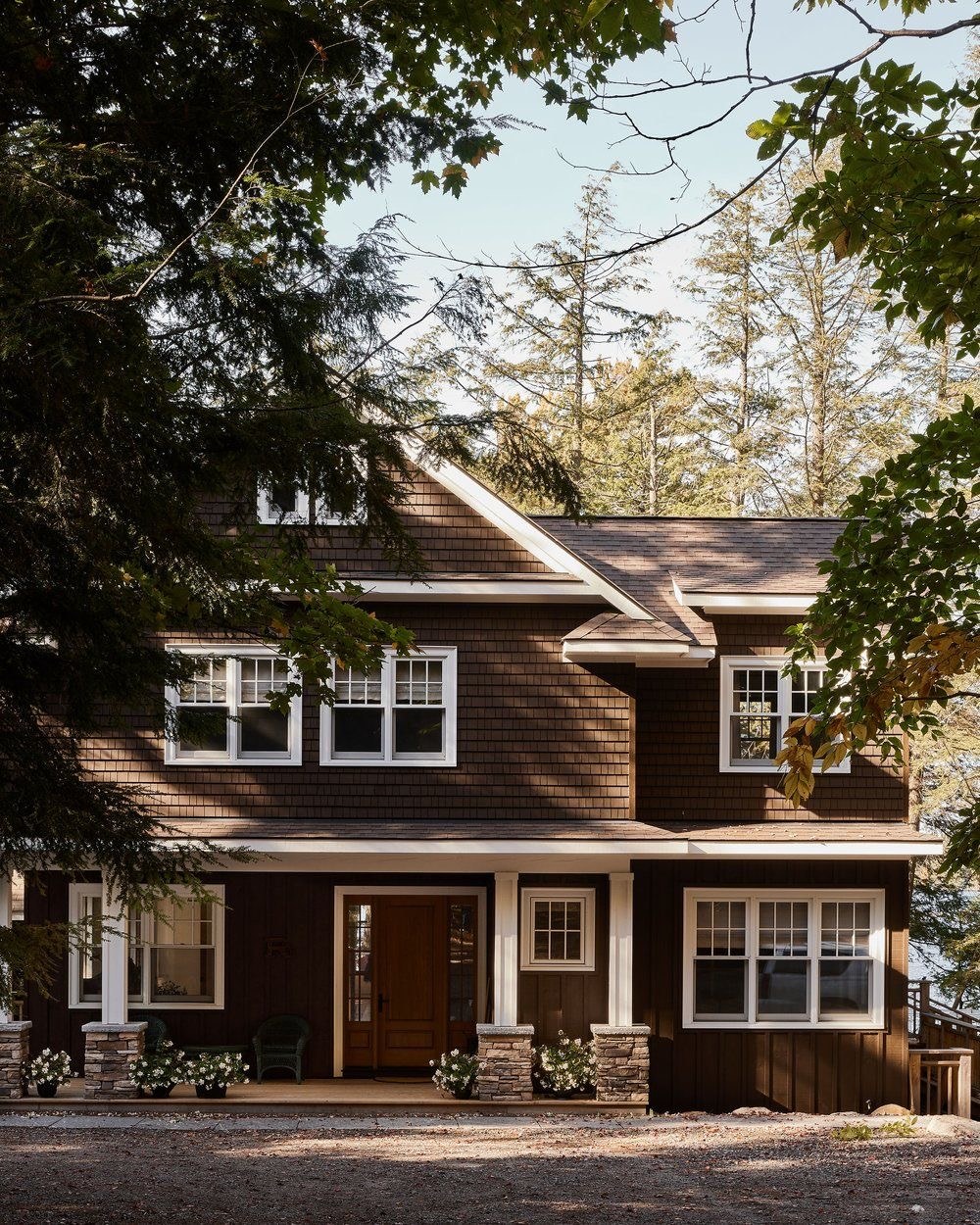 Craftsman home with hydrangeas